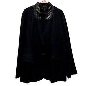 The Lane Bryant Blazer Women's Plus Size 24 Solid Black One Button Long Sleeve